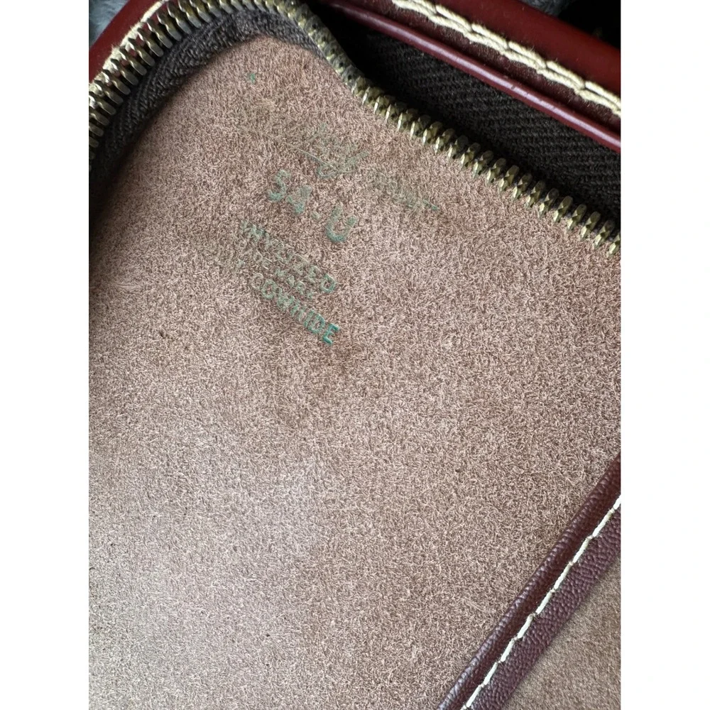 Vintage Leather Portfolio Zippered Document Case Burgundy Split Cowhide 16x12